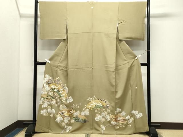 平和屋着物●豪華色留袖　作家物　駒刺繍　地紙重ね群鶴文　金彩　正絹　逸品　CABM5471gh