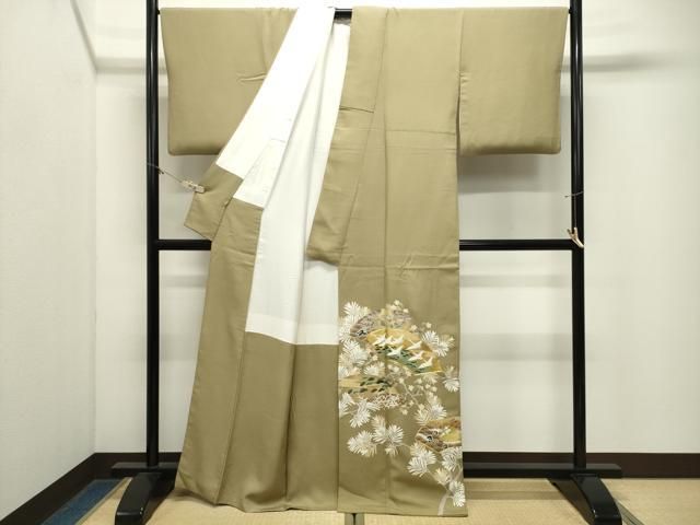 平和屋着物●豪華色留袖　作家物　駒刺繍　地紙重ね群鶴文　金彩　正絹　逸品　CABM5471gh