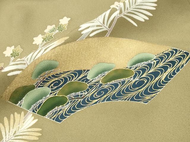 平和屋着物●豪華色留袖　作家物　駒刺繍　地紙重ね群鶴文　金彩　正絹　逸品　CABM5471gh