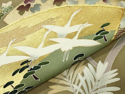 平和屋着物●豪華色留袖　作家物　駒刺繍　地紙重ね群鶴文　金彩　正絹　逸品　CABM5471gh