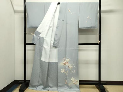 平和屋着物●訪問着　友禅　源氏車花文　暈し染め　ロング丈　正絹　逸品　未使用　CABM5489gh