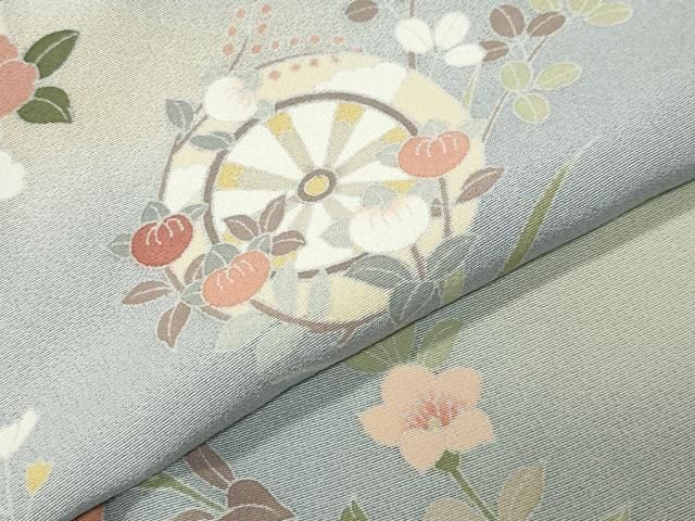平和屋着物●訪問着　友禅　源氏車花文　暈し染め　ロング丈　正絹　逸品　未使用　CABM5489gh