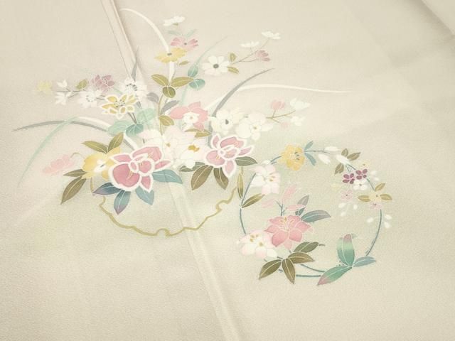 平和屋着物●訪問着　友禅　作家物　雪輪花丸文　正絹　逸品　CABM5490gh