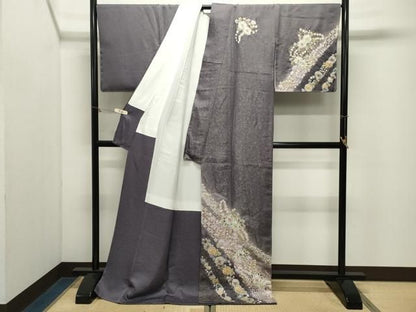 平和屋着物●越後十日町の一流染匠桐屋・翠山工房徳永憲峯訪問着辻が花絞り暈し染め金彩銀通し地ロング丈　正絹　逸品　CABM5491gh
