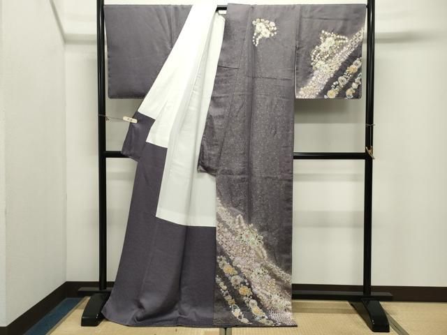 平和屋着物●越後十日町の一流染匠桐屋・翠山工房徳永憲峯訪問着辻が花絞り暈し染め金彩銀通し地ロング丈　正絹　逸品　CABM5491gh