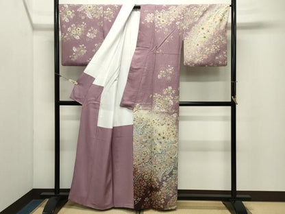 平和屋着物●訪問着　作家物　辻が花　絞り　暈し染め　銀通し地　正絹　逸品　CABM5492gh