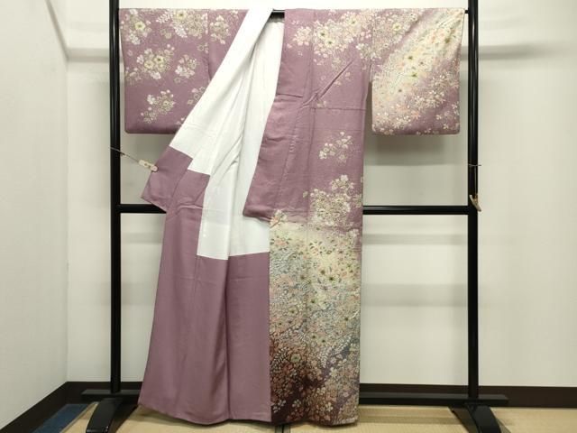 平和屋着物●訪問着　作家物　辻が花　絞り　暈し染め　銀通し地　正絹　逸品　CABM5492gh
