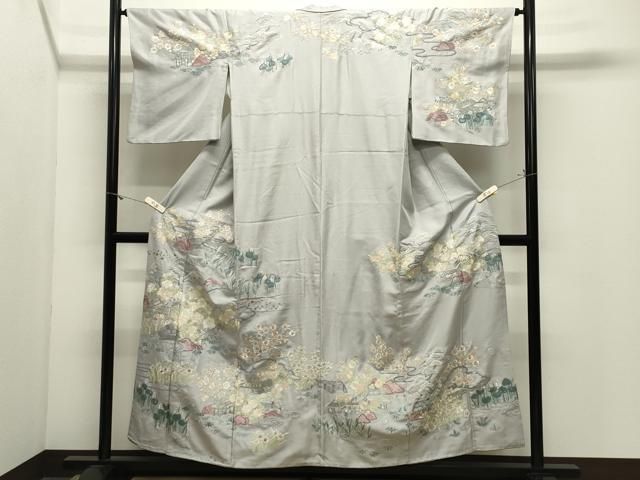 平和屋着物●中国三大刺繍　相良刺繍　総刺繍　訪問着　作家物　風景文　金銀糸　正絹　逸品　CABM5501gh