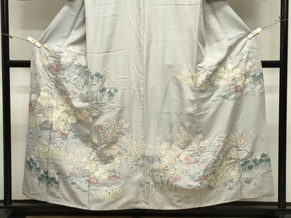 平和屋着物●中国三大刺繍　相良刺繍　総刺繍　訪問着　作家物　風景文　金銀糸　正絹　逸品　CABM5501gh