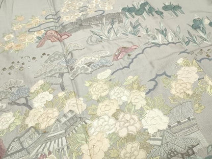 平和屋着物●中国三大刺繍　相良刺繍　総刺繍　訪問着　作家物　風景文　金銀糸　正絹　逸品　CABM5501gh