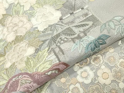 平和屋着物●中国三大刺繍　相良刺繍　総刺繍　訪問着　作家物　風景文　金銀糸　正絹　逸品　CABM5501gh