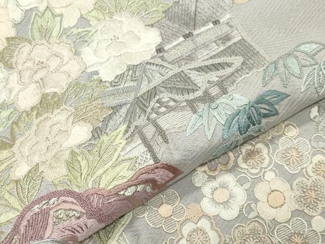 平和屋着物●中国三大刺繍　相良刺繍　総刺繍　訪問着　作家物　風景文　金銀糸　正絹　逸品　CABM5501gh