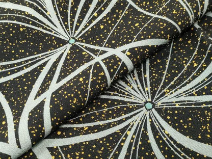 平和屋着物●上質な小紋　舞花文　黒地　正絹　逸品　CABM5502gh