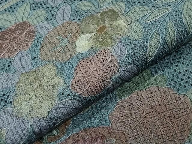 平和屋着物●中国三大刺繍　スワトウ刺繍　総刺繍　本場縞大島紬　訪問着　草花文　正絹　逸品　CABM5503gh