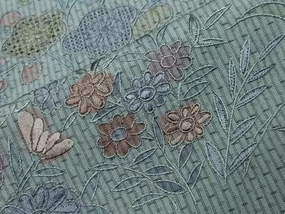 平和屋着物●中国三大刺繍　スワトウ刺繍　総刺繍　本場縞大島紬　訪問着　草花文　正絹　逸品　CABM5503gh