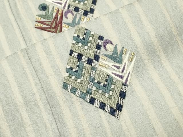 平和屋着物●中国三大刺繍　スワトウ相良刺繍　総刺繍　訪問着　菱吉祥文　金糸　正絹　逸品　CABM5504gh