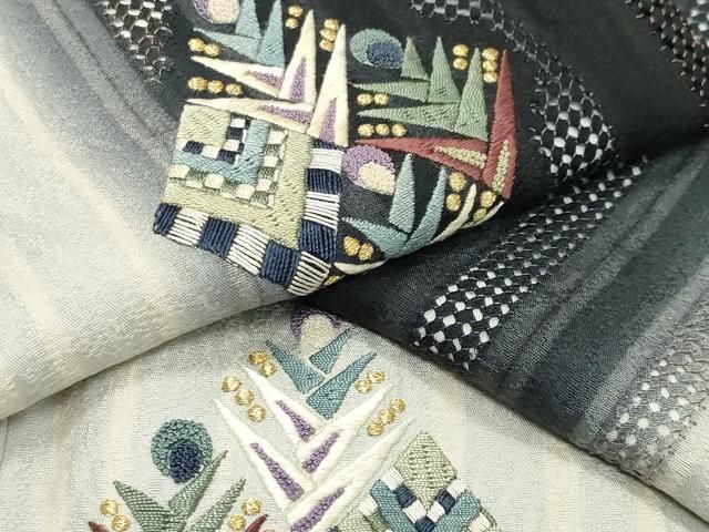 平和屋着物●中国三大刺繍　スワトウ相良刺繍　総刺繍　訪問着　菱吉祥文　金糸　正絹　逸品　CABM5504gh