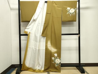 平和屋着物●現代アンティーク　貝島はるみ　綺麗伝説　訪問着　月　枝椿　暈し染め　金彩　正絹　逸品　CABM5506gh