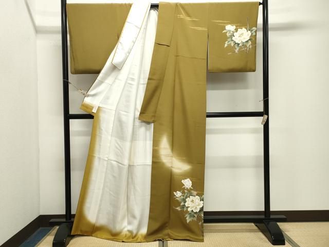 平和屋着物●現代アンティーク　貝島はるみ　綺麗伝説　訪問着　月　枝椿　暈し染め　金彩　正絹　逸品　CABM5506gh