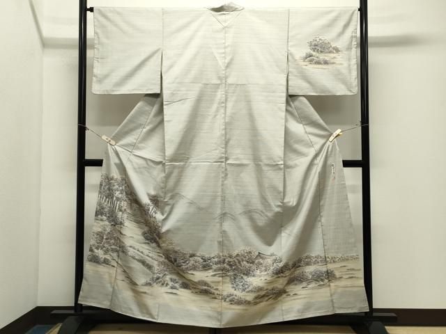 平和屋着物●本場縞大島紬　訪問着　作家物　哲学の路　正絹　逸品　CABM5509gh