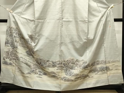 平和屋着物●本場縞大島紬　訪問着　作家物　哲学の路　正絹　逸品　CABM5509gh