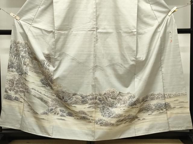 平和屋着物●本場縞大島紬　訪問着　作家物　哲学の路　正絹　逸品　CABM5509gh