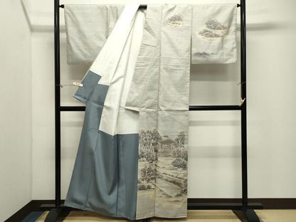 平和屋着物●本場縞大島紬　訪問着　作家物　哲学の路　正絹　逸品　CABM5509gh