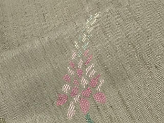 平和屋着物●五代目・諏訪好風　訪問着　紬地　花唐草文　正絹　逸品　CABM5512gh