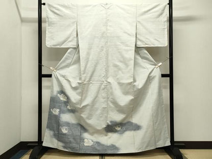 平和屋着物●色留訪問着　紬地　鴛鴦　正絹　逸品　CABM5531gh