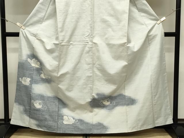 平和屋着物●色留訪問着　紬地　鴛鴦　正絹　逸品　CABM5531gh