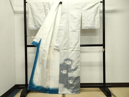 平和屋着物●色留訪問着　紬地　鴛鴦　正絹　逸品　CABM5531gh