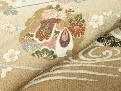 平和屋着物●訪問着　駒刺繍　雪輪重ね宝尽くし文　暈し染め　金彩　正絹　逸品　CABM5532gh