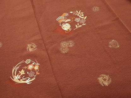 平和屋着物●訪問着　刺繍　宝尽くし花丸文　金彩　正絹　逸品　CABM5538gh