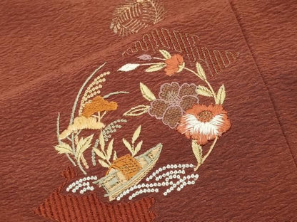 平和屋着物●訪問着　刺繍　宝尽くし花丸文　金彩　正絹　逸品　CABM5538gh