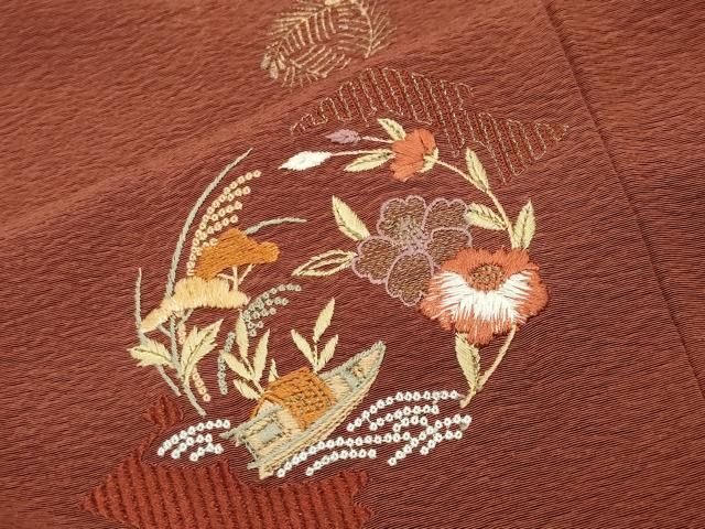 平和屋着物●訪問着　刺繍　宝尽くし花丸文　金彩　正絹　逸品　CABM5538gh