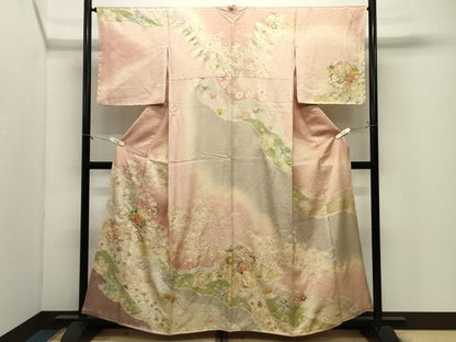 平和屋着物●訪問着　駒刺繍　絞り　辻が花　暈し染め　金彩　銀通し地　ほてい屋扱い　正絹　逸品　CABM5539gh