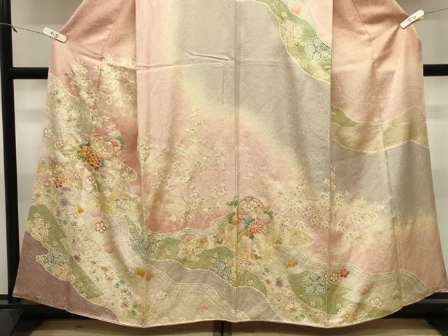 平和屋着物●訪問着　駒刺繍　絞り　辻が花　暈し染め　金彩　銀通し地　ほてい屋扱い　正絹　逸品　CABM5539gh