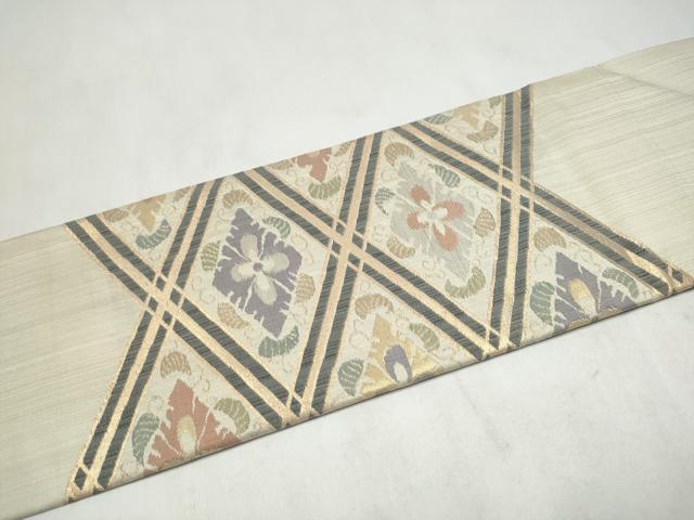 平和屋着物●洛風林　工芸帯地　九寸名古屋帯　菱花文　金糸　正絹　逸品　CABM6002hy