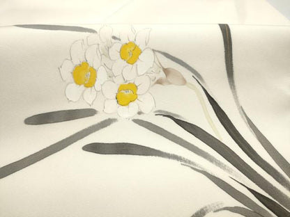 平和屋着物●染色作家　桐山紫香　手描き　塩瀬　九寸名古屋帯　手描き　草花文　正絹　逸品　CABM6003hy