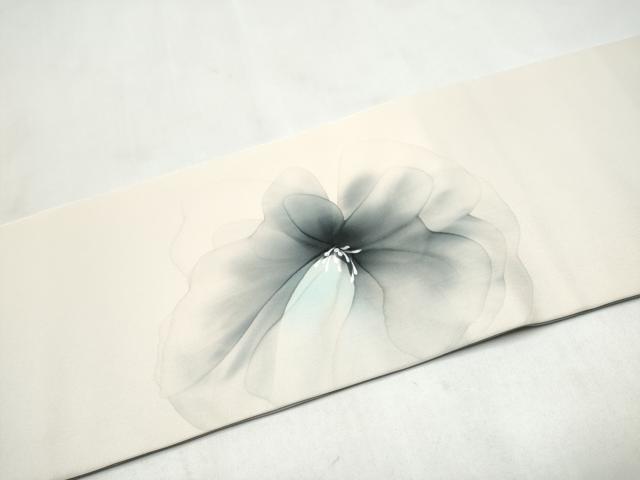 平和屋着物●塩瀬　九寸名古屋帯　作家文　手描き　舞花文　正絹　逸品　CABM6007hy