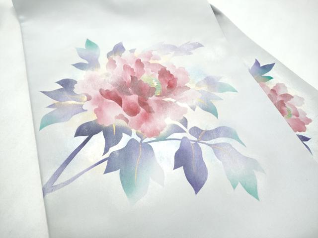 平和屋着物●塩瀬　九寸名古屋帯　枝牡丹　金銀彩　正絹　逸品　CABM6008hy