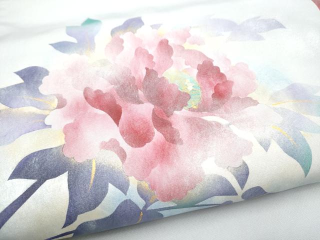 平和屋着物●塩瀬　九寸名古屋帯　枝牡丹　金銀彩　正絹　逸品　CABM6008hy