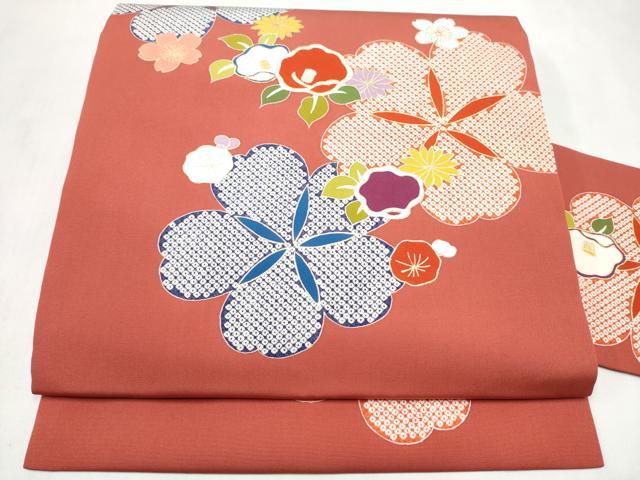 平和屋着物●塩瀬　九寸名古屋帯　草花文　金彩　正絹　逸品　CABM6012hy