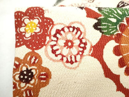 平和屋着物●全通柄　九寸名古屋帯　紅型　草花文　正絹　逸品　CABM6013hy