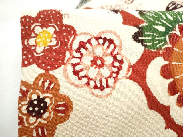 平和屋着物●全通柄　九寸名古屋帯　紅型　草花文　正絹　逸品　CABM6013hy