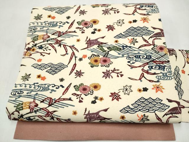 平和屋着物●九寸名古屋帯　紅型　流水草花文　正絹　逸品　CABM6014hy