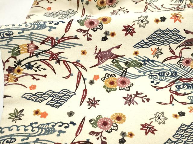 平和屋着物●九寸名古屋帯　紅型　流水草花文　正絹　逸品　CABM6014hy