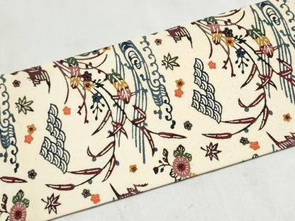 平和屋着物●九寸名古屋帯　紅型　流水草花文　正絹　逸品　CABM6014hy