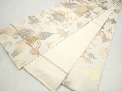 平和屋着物●全通柄　本袋帯　花鳥文　金糸　正絹　逸品　CABM6026hy