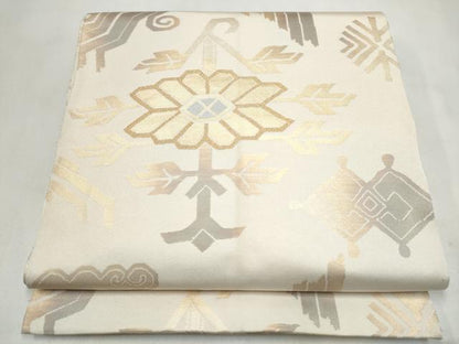 平和屋着物●全通柄　本袋帯　花鳥文　金糸　正絹　逸品　CABM6026hy